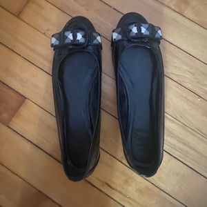 Burberry black patent leather flats